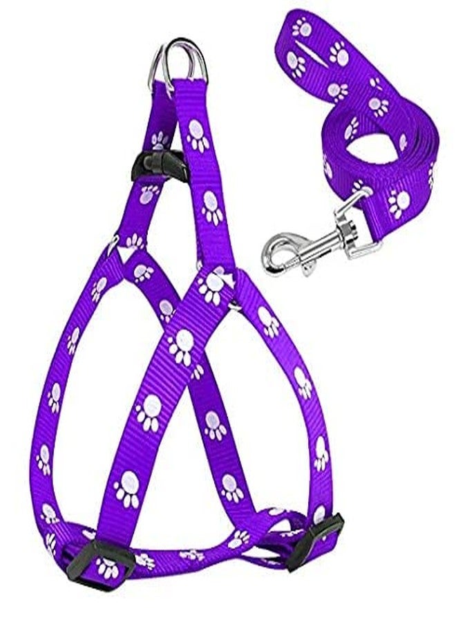 Pups&Pets Adjustable 15 mm Leash with Harness Set Paw Printed Nylon Puppy Harness for All Breeds Dogs, Cat and Puppies (Color as per Availability) - Image 4